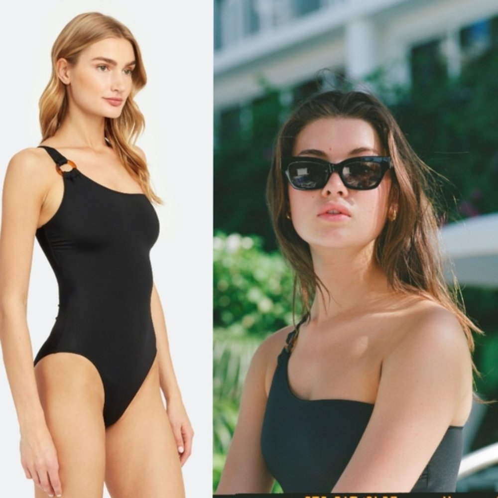 New Solid & Striped The Juliana Black One Shoulder One Piece Swimsuit NWT XS - Picture 3 of 16